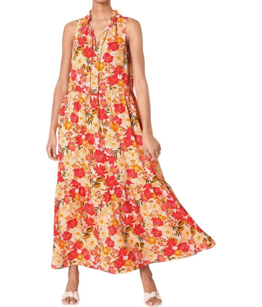 Sugarlips - Didion Floral Split Neck Tiered Maxi Dress