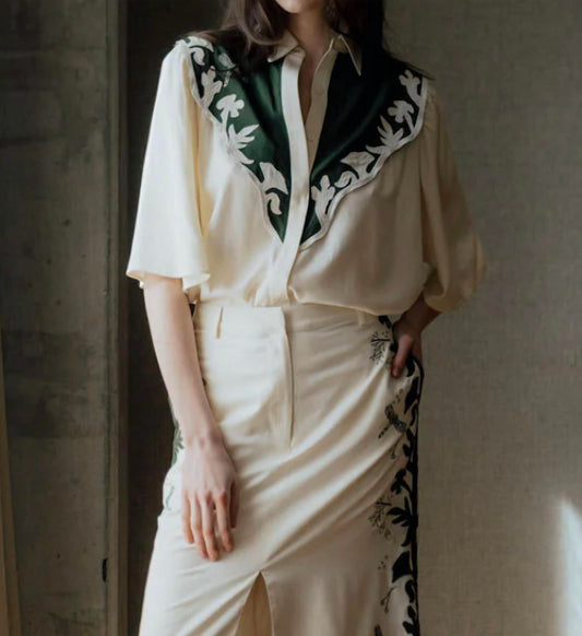 Never A Wallflower - August Embroidery Button Down Shirt