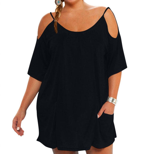 Always For Me - Plus Size Open Shoulder Cover Up Tunic