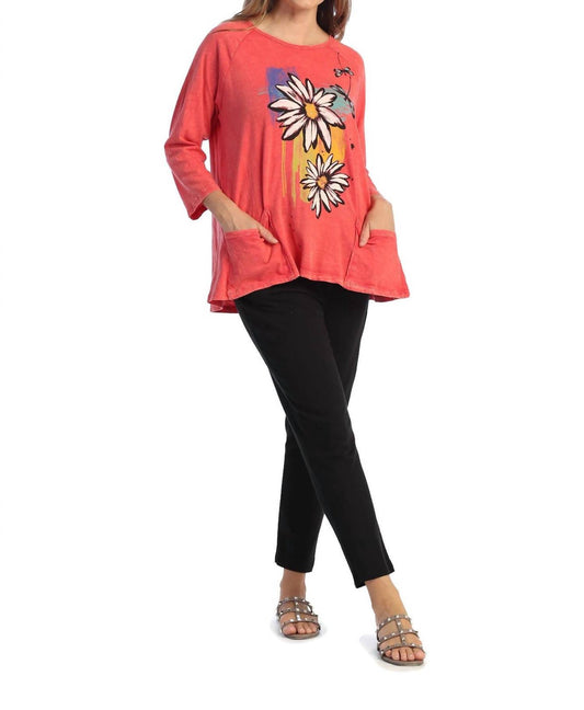 Jess & Jane - Twins Mineral Washed Patch Pocket Cotton Top