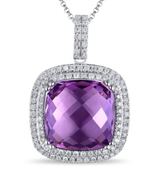 Diana M Jewels - 4.17 Cts Amethyst Double Halo Pendant