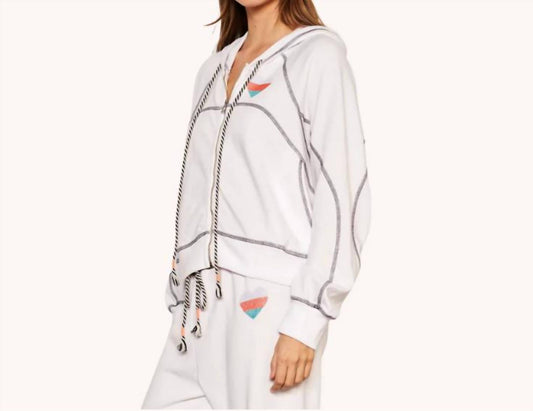 Sundry - Contrast Stitching Horizon Heart Zip Hoodie
