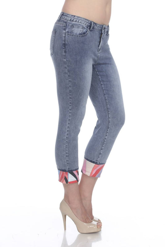 Celeste Print Cuff Crop Jean