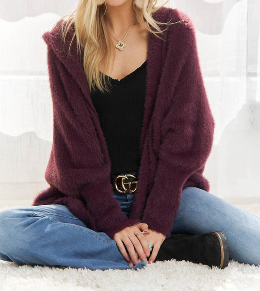 Adora - Soft Fuzzy Sweater Hoodie Cardigan