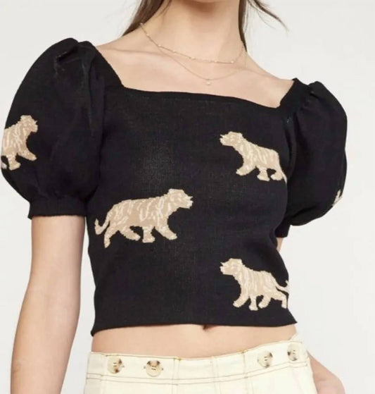 Entro - Cheetah Knit Top
