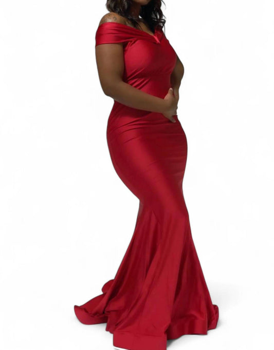 Jessica Angel - Off-Shoulder Jersey Mermaid Gown