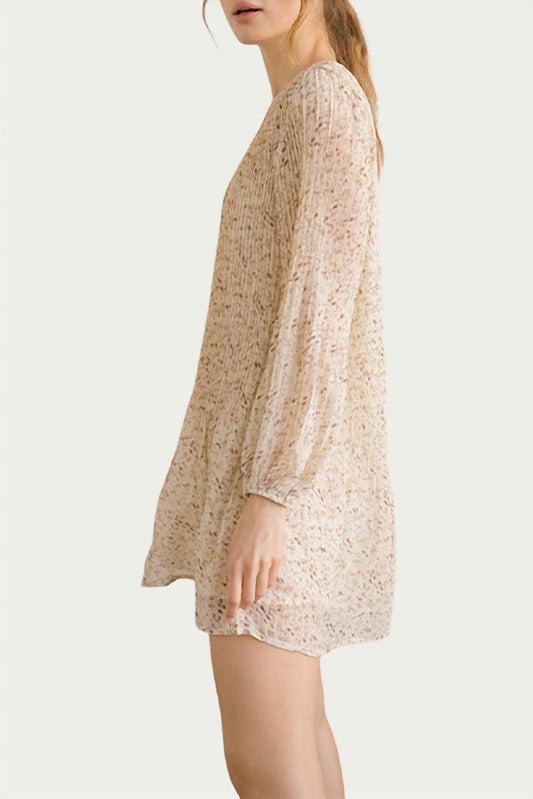 FLORAL-PRINT CHIFFON TUNIC MINI DRESS