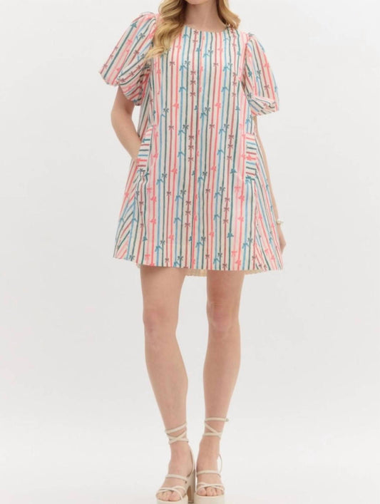 Entro - Multi Color Bow Print Dress