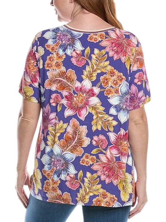 Johnny Was - Janie Favorite Short Sleeve V-neck Swing Tee - Plus