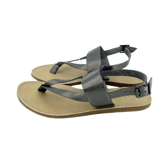 Timberland - Women's Carolista Metallic Pewter Ankle Strap Thong Leather Sandals