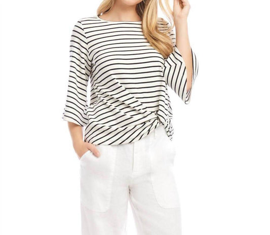 Karen Kane - Stripe Flare Sleeve Pick-Up Top