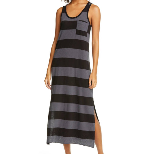 Atm - Stripe Sleeveless Maxi Dress