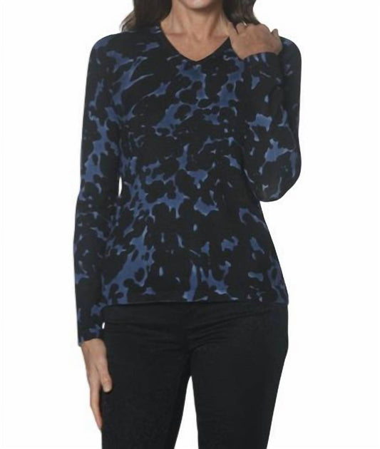 J'Envie/Eli - Abstract Long Sleeve V Neck Top