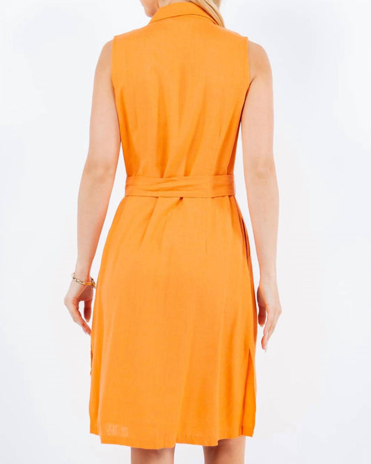 Paparazzi - Linen Blend Sleeveless Shirt Dress