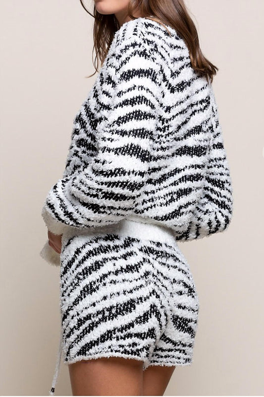 Pol - Fuzzy Zebra Shorts