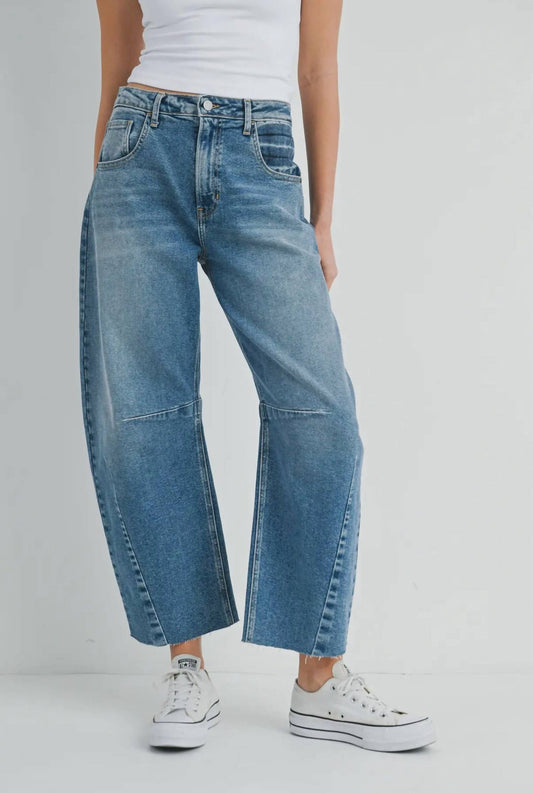 Just Black Denim - Seam Barrel Leg Jeans