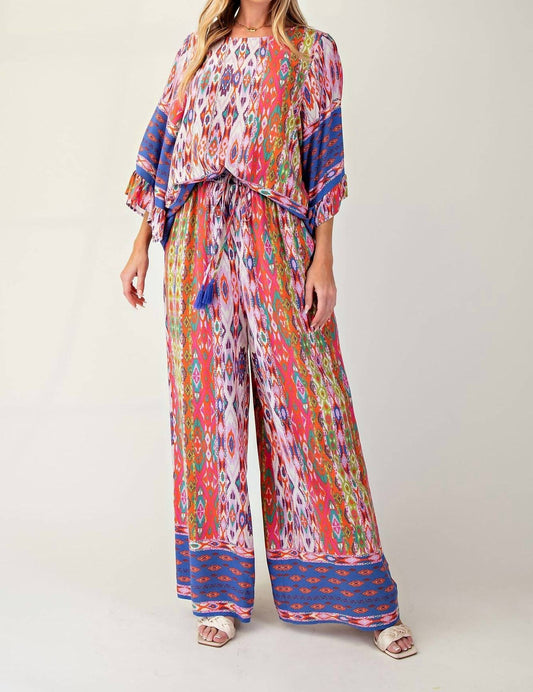 Easel - Border Print Rayon Challis Top