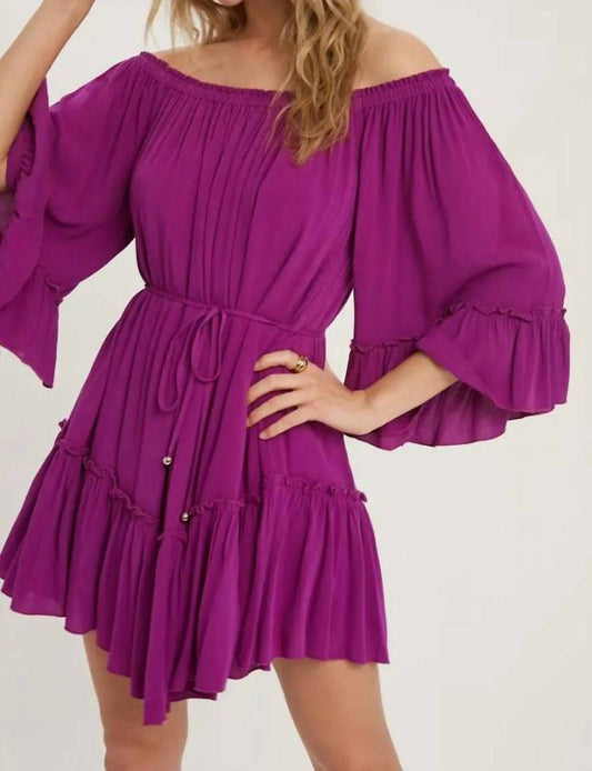 Bluivy - Ruffled Solid Boho Mini Dress