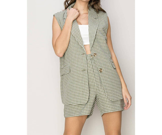 Hyfve - Plaid Vest And Shorts Set