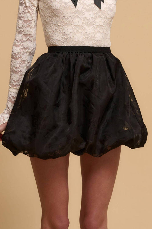 Promesa - Floral Burnout Mesh Bubble Mini Skirt