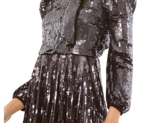 Mac Duggal - Sequin Long Sleeve Tea Length Dress