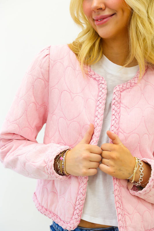 Karlie - Novelty Heart Stitch Denim Jacket