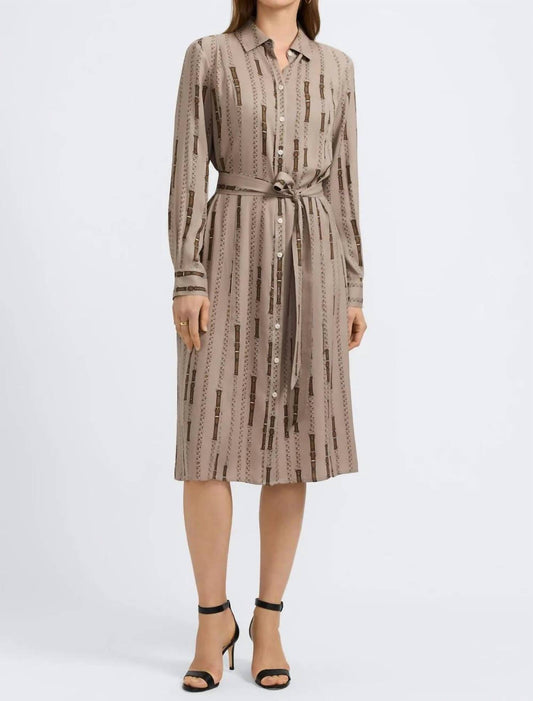 Foxcroft - Fiona Chain Stripe Long Sleeve Sleeve Dress