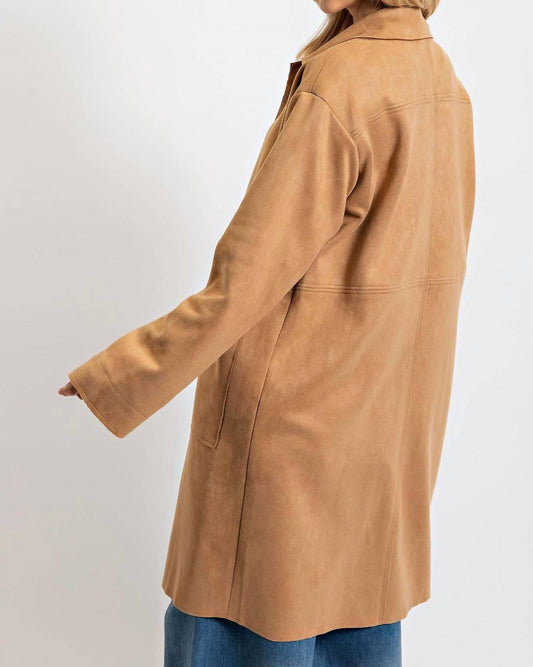 Easel - Collared Neckline Midi Jacket