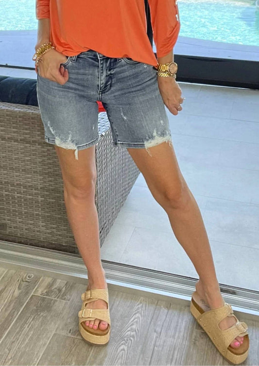 Judy Blue - Distressed Bermuda Shorts