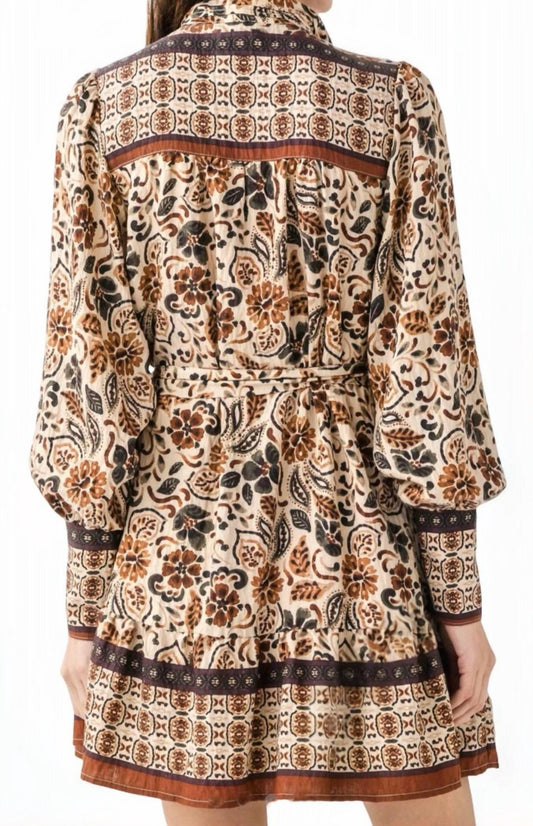 Fate - Tiered Mini Dress With Pintuck Neckband