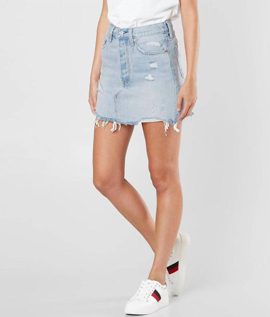 Levi'S - Denim Distressed Raw Hem Cotton Mini Skirt