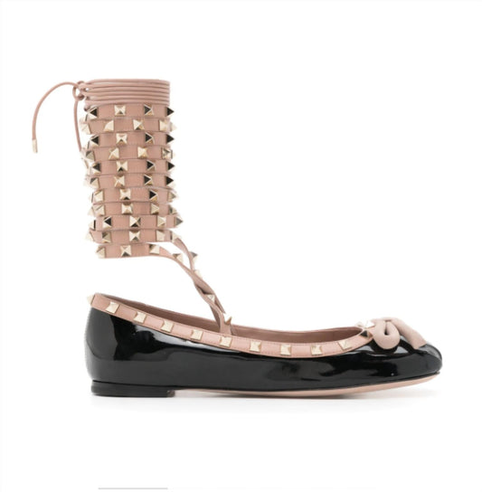 Valentino Garavani - Women's Rockstud Ballerina Flats with Studded Ankle Straps
