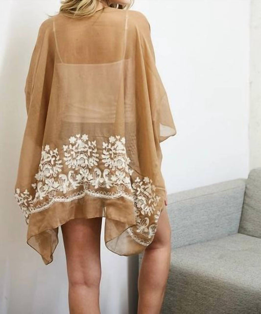 Leto - Lightweight Floral Embroidered Tassels Boho Festival Kimono Wrap