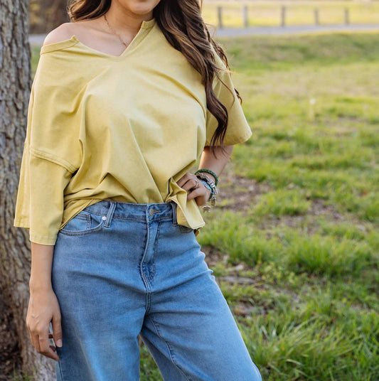 Easel - Washed Cotton Jersey Oversized Top