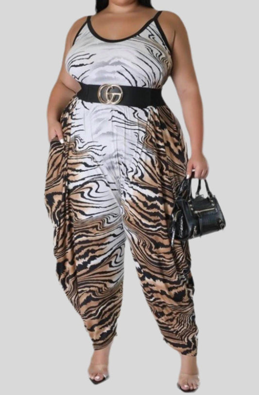 Good Time Usa - Multi Print Plus Jumpsuit