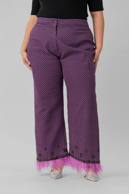 La Fuori - Roxana Cotton Jacquard Wide Leg Pants - Plus