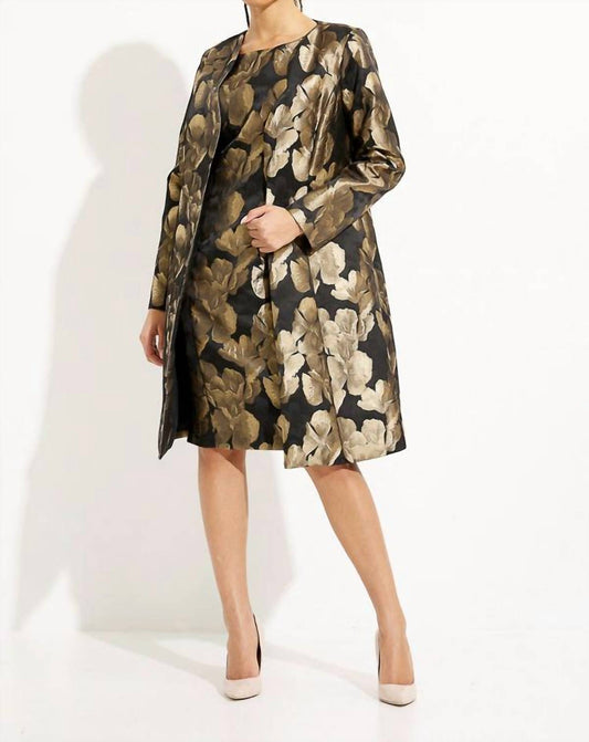 Joseph Ribkoff - Foil Leaf Open Front Coat