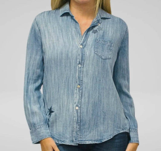 Kyla Seo - Embroidered Tencel Denim Shirt