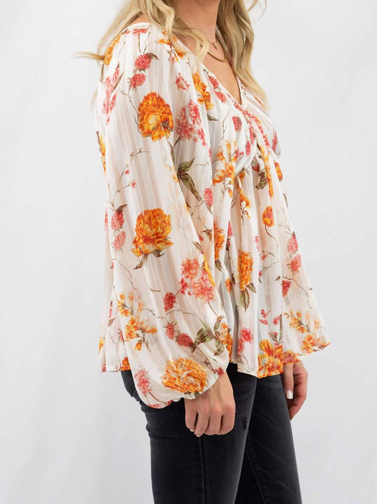 Bucketlist - Floral Print V-neck Top