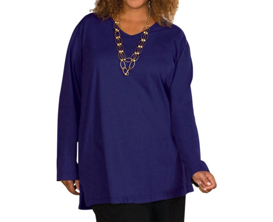On The Plus Side - Jersey Long Sleeve V-Neck Tee - Plus