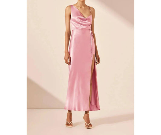 Shona Joy - Draped Side Split Midi Dress