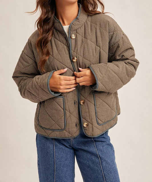 Hem & Thread - Elena Detail Plaid Quilted Coat