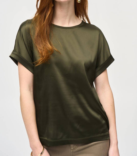 Joseph Ribkoff - Satin Front Short Sleeve Blouse