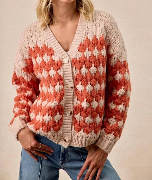 Pol - Textured Sweater Cardigan With Buttoned Closure