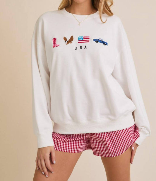 Daisy - All American Embroidered Crewneck Sweatshirt