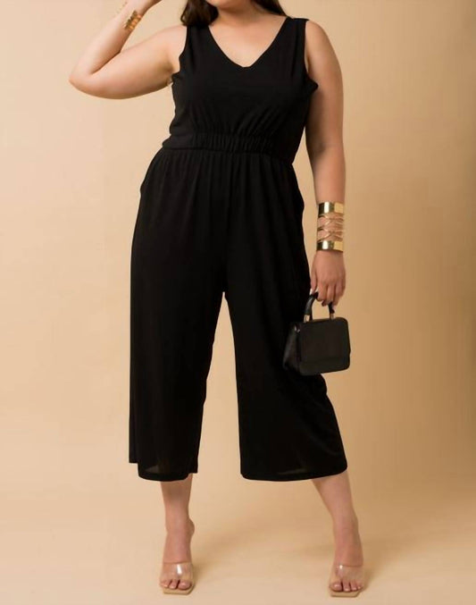 Sleeveless V-Neck Pocket Wrap Back Jumpsuit