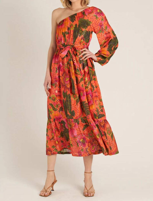 En Creme - Sun Soaked One Shoulder Waist Tie Dress