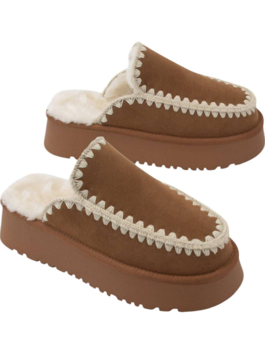 Ccocci - WOMEN'S AMBER FUR LINE CROCHET SLIPPER SHOE