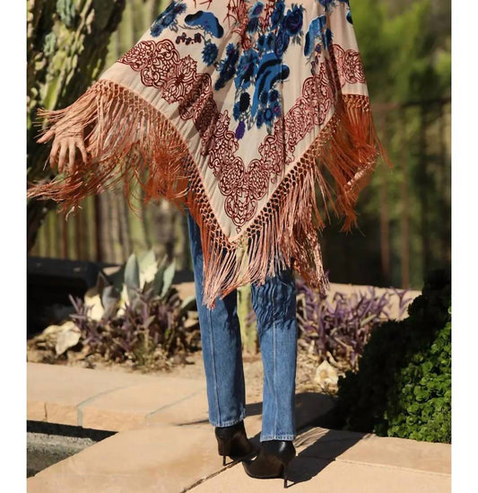 Angie - Velvet Fringe Poncho