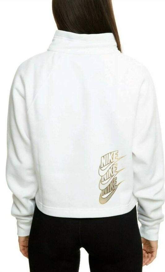 Nike - Shine Quarter Zip Crop Pullover Funnel Neck Sweatshirt